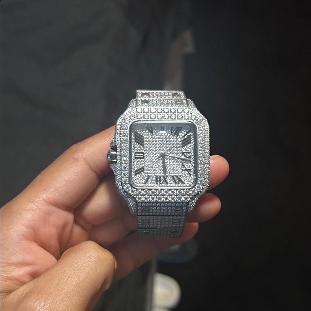 Silver Diamond Moissanite Watch